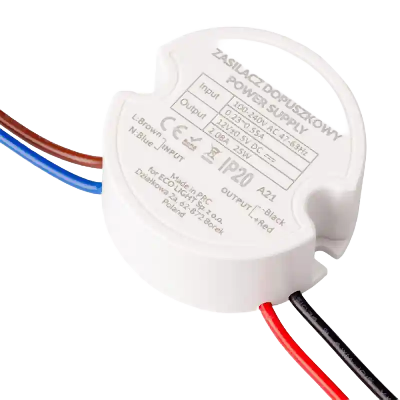 Oferta kończy się wkrótce | Zasilacz do puszki fi60 2,08A 25W 12V IP67 50x50x22