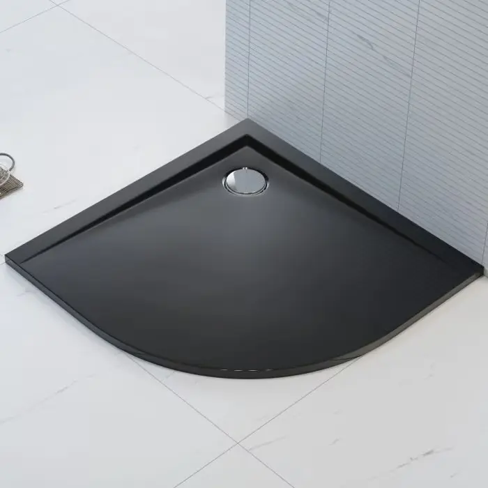 Brodzik półok. posadzkowy mineral composite 80x80x1,2x2,5 czarny perrito 00527 - Do wyczerpania zapasów
