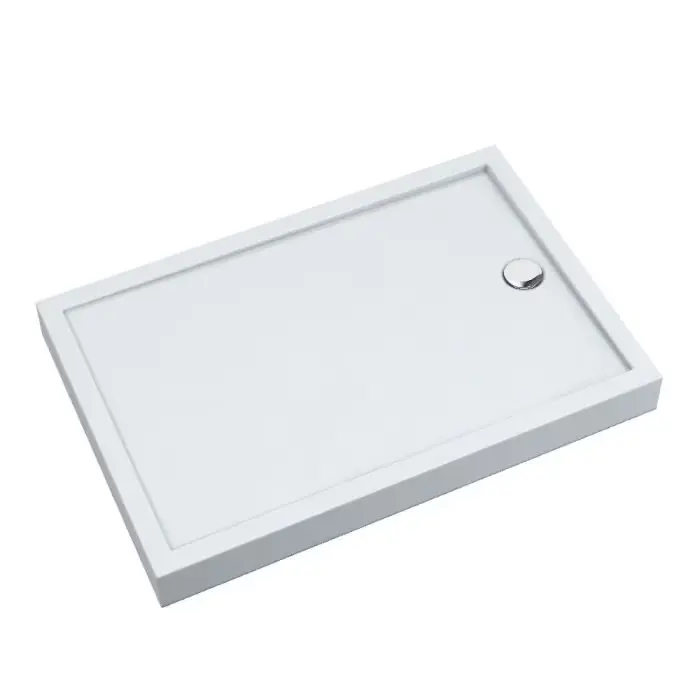 Brodzik akrylowy zintegrowany z nośnikiem stabilsound plus® oraz obudową akrylową przeciągniętą do podłogi cameron 80x160x12 cm, prostokątny z odpływem na krótszym boku 3ST.C2P-80160 - Zniżka