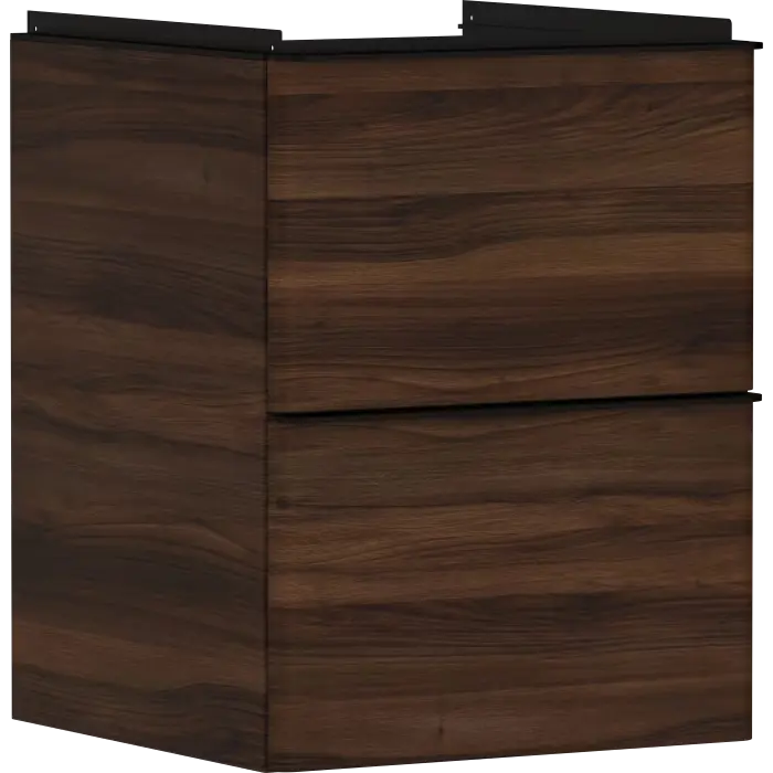 Xelu q szafka pod małą umywalkę wiszącą z 2 szufladami 480/475, ciemny orzech, uchwyt czarny matowy 54022670 - Produkt ceniony przez klientów