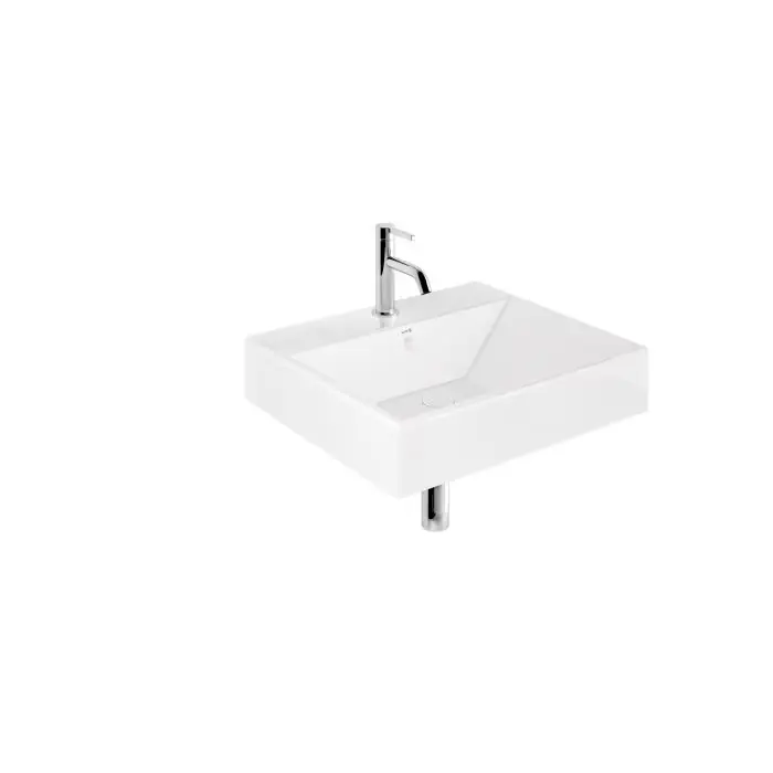 Resa umywalka ceramiczna podwieszana, prostokątna, 61x50, z otworem na baterię, biały 59WW6143 | Najlepsza cena