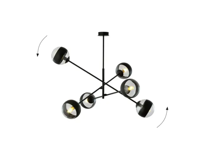 Żyrandol Emibig 6xE14 40W LINEAR 6 BLACK/STRIPE 1168/6 | Prosto z fabryki