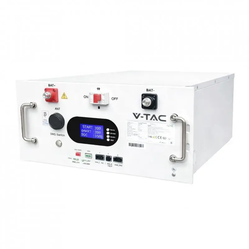 Bestseller - Magazyn bank energii V-TAC 9.6kWh 48V 200Ah LiFePO4 rack BMS obudowa biała VT-91600 10 lat gwarancji
