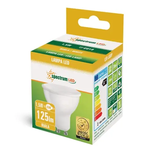 Oszczędź teraz | ŻARÓWKA LED 1,5W neutralna 125LM 4000K GU10 WOJ+14101 SPECTRUMLED